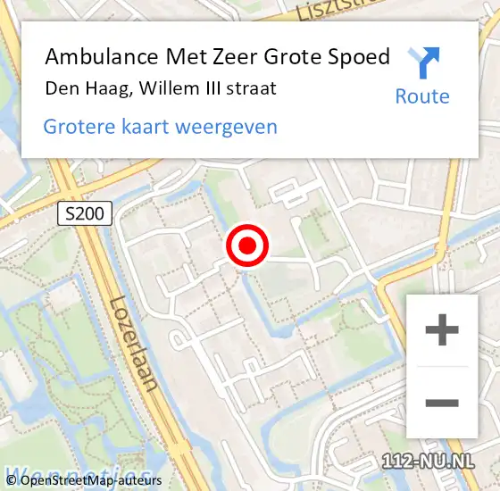 Locatie op kaart van de 112 melding: Ambulance Met Zeer Grote Spoed Naar Den Haag, Willem III straat op 13 oktober 2024 12:04