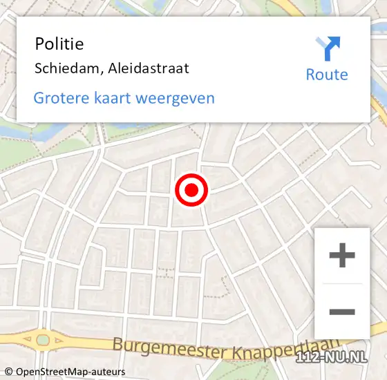 Locatie op kaart van de 112 melding: Politie Schiedam, Aleidastraat op 13 oktober 2024 12:05