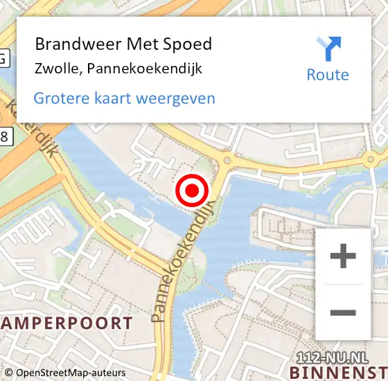 Locatie op kaart van de 112 melding: Brandweer Met Spoed Naar Zwolle, Pannekoekendijk op 13 oktober 2024 12:06