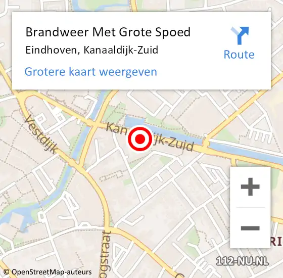 Locatie op kaart van de 112 melding: Brandweer Met Grote Spoed Naar Eindhoven, Kanaaldijk-Zuid op 13 oktober 2024 12:10