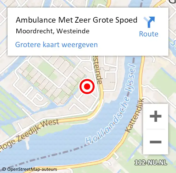 Locatie op kaart van de 112 melding: Ambulance Met Zeer Grote Spoed Naar Moordrecht, Westeinde op 13 oktober 2024 12:21