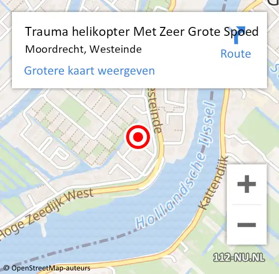 Locatie op kaart van de 112 melding: Trauma helikopter Met Zeer Grote Spoed Naar Moordrecht, Westeinde op 13 oktober 2024 12:23