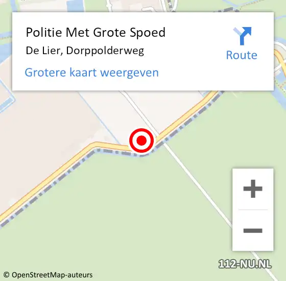 Locatie op kaart van de 112 melding: Politie Met Grote Spoed Naar De Lier, Dorppolderweg op 13 oktober 2024 12:32