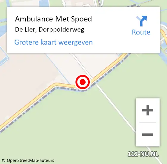 Locatie op kaart van de 112 melding: Ambulance Met Spoed Naar De Lier, Dorppolderweg op 13 oktober 2024 12:33