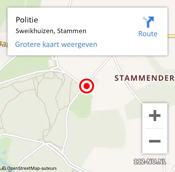 Locatie op kaart van de 112 melding: Politie Sweikhuizen, Stammen op 13 oktober 2024 12:45