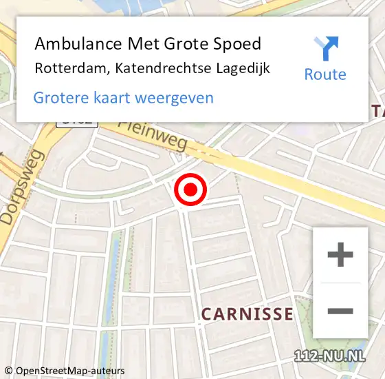 Locatie op kaart van de 112 melding: Ambulance Met Grote Spoed Naar Rotterdam, Katendrechtse Lagedijk op 13 oktober 2024 12:59