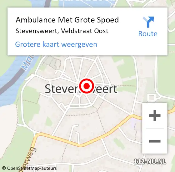 Locatie op kaart van de 112 melding: Ambulance Met Grote Spoed Naar Stevensweert, Veldstraat Oost op 13 oktober 2024 13:04