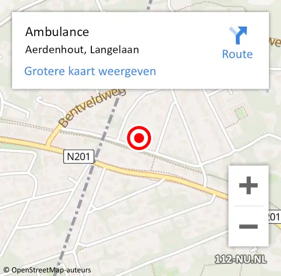 Locatie op kaart van de 112 melding: Ambulance Aerdenhout, Langelaan op 13 oktober 2024 13:10