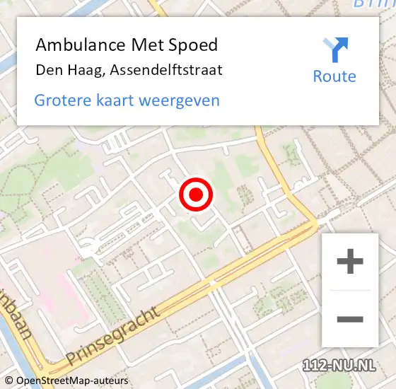 Locatie op kaart van de 112 melding: Ambulance Met Spoed Naar Den Haag, Assendelftstraat op 13 oktober 2024 13:13