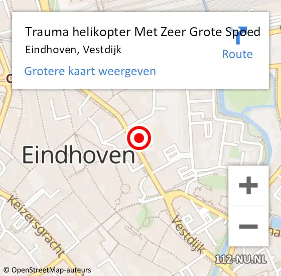 Locatie op kaart van de 112 melding: Trauma helikopter Met Zeer Grote Spoed Naar Eindhoven, Vestdijk op 13 oktober 2024 13:16