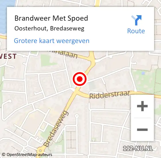 Locatie op kaart van de 112 melding: Brandweer Met Spoed Naar Oosterhout, Bredaseweg op 13 oktober 2024 13:32