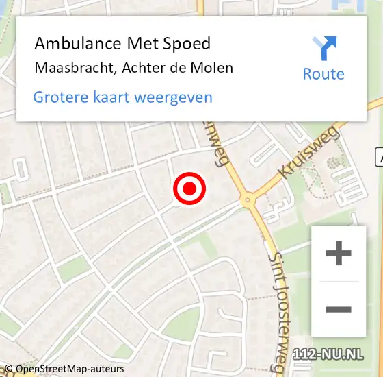 Locatie op kaart van de 112 melding: Ambulance Met Spoed Naar Maasbracht, Achter de Molen op 13 oktober 2024 13:32