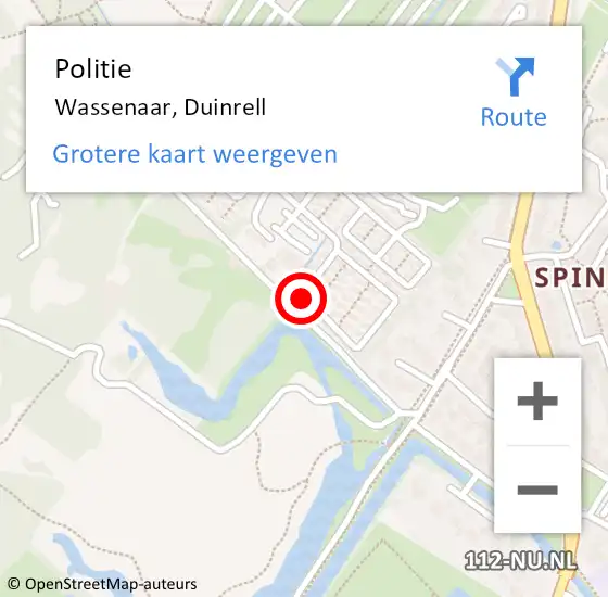 Locatie op kaart van de 112 melding: Politie Wassenaar, Duinrell op 13 oktober 2024 13:33