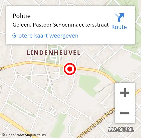 Locatie op kaart van de 112 melding: Politie Geleen, Pastoor Schoenmaeckersstraat op 13 oktober 2024 13:46