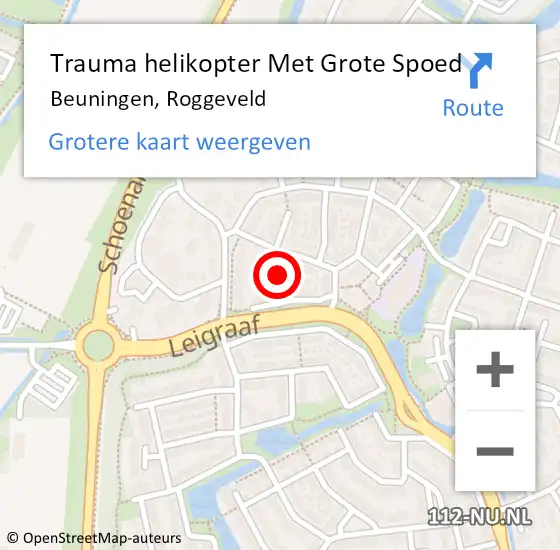 Locatie op kaart van de 112 melding: Trauma helikopter Met Grote Spoed Naar Beuningen, Roggeveld op 13 oktober 2024 13:49