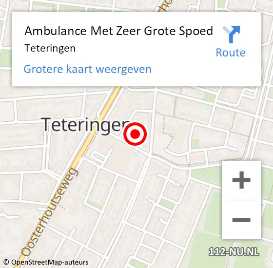 Locatie op kaart van de 112 melding: Ambulance Met Zeer Grote Spoed Naar Teteringen op 13 oktober 2024 14:33