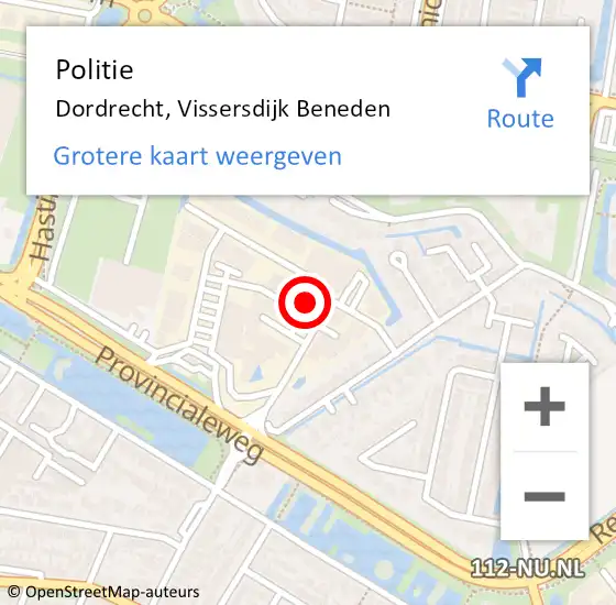 Locatie op kaart van de 112 melding: Politie Dordrecht, Vissersdijk Beneden op 13 oktober 2024 14:48