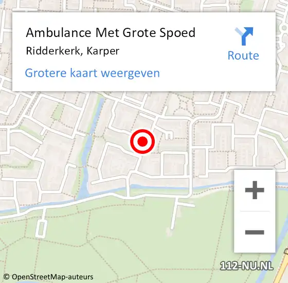 Locatie op kaart van de 112 melding: Ambulance Met Grote Spoed Naar Ridderkerk, Karper op 13 oktober 2024 15:26