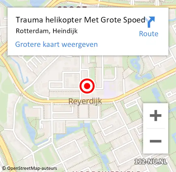 Locatie op kaart van de 112 melding: Trauma helikopter Met Grote Spoed Naar Rotterdam, Heindijk op 13 oktober 2024 15:26