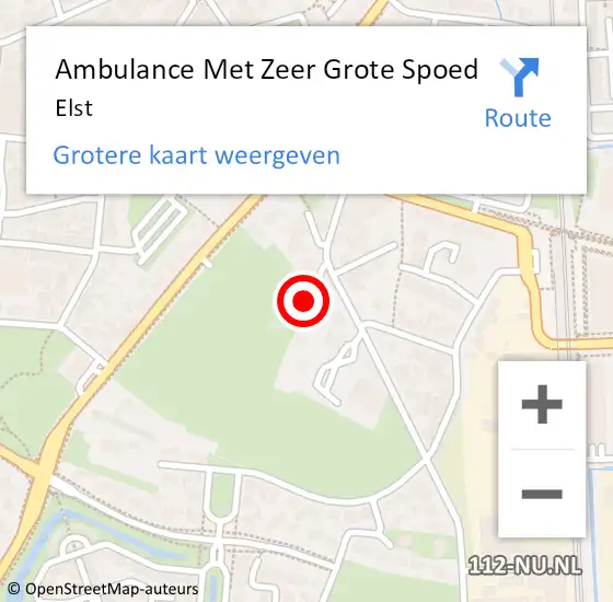 Locatie op kaart van de 112 melding: Ambulance Met Zeer Grote Spoed Naar Elst op 13 oktober 2024 15:38