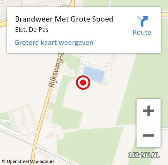 Locatie op kaart van de 112 melding: Brandweer Met Grote Spoed Naar Elst, De Pas op 13 oktober 2024 15:40