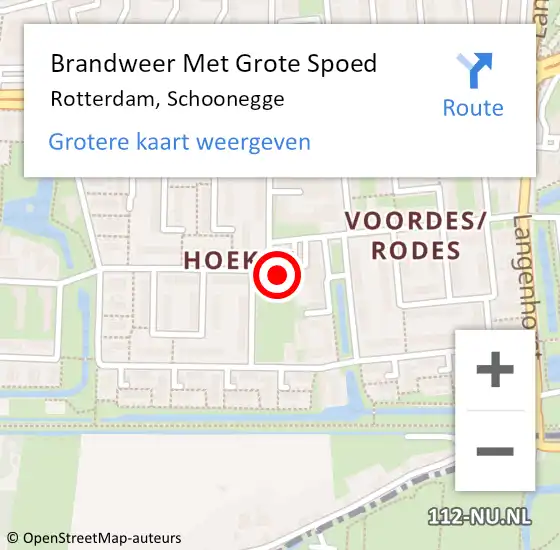 Locatie op kaart van de 112 melding: Brandweer Met Grote Spoed Naar Rotterdam, Schoonegge op 13 oktober 2024 15:44