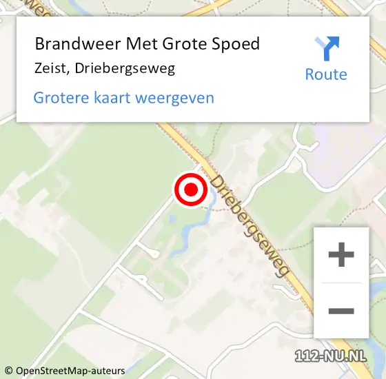 Locatie op kaart van de 112 melding: Brandweer Met Grote Spoed Naar Zeist, Driebergseweg op 13 oktober 2024 16:04