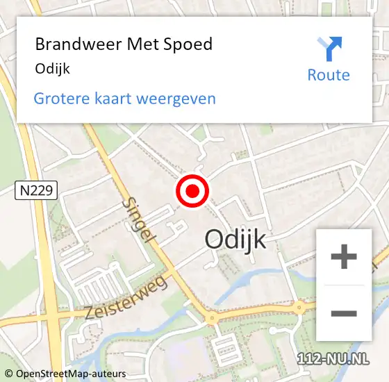 Locatie op kaart van de 112 melding: Brandweer Met Spoed Naar Odijk op 13 oktober 2024 16:10