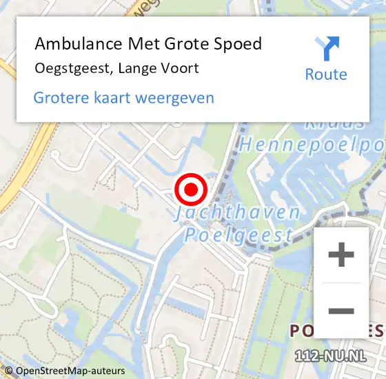 Locatie op kaart van de 112 melding: Ambulance Met Grote Spoed Naar Oegstgeest, Lange Voort op 13 oktober 2024 16:19