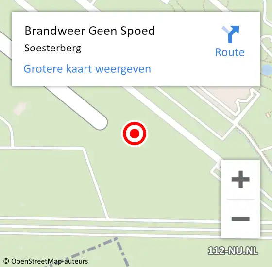 Locatie op kaart van de 112 melding: Brandweer Geen Spoed Naar Soesterberg op 13 oktober 2024 16:19