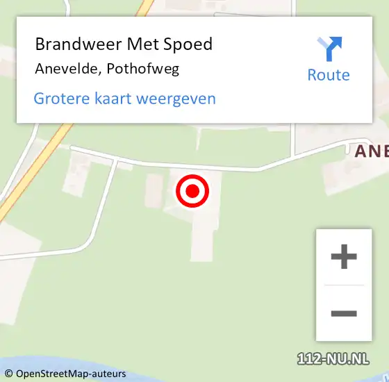 Locatie op kaart van de 112 melding: Brandweer Met Spoed Naar Anevelde, Pothofweg op 13 oktober 2024 16:20