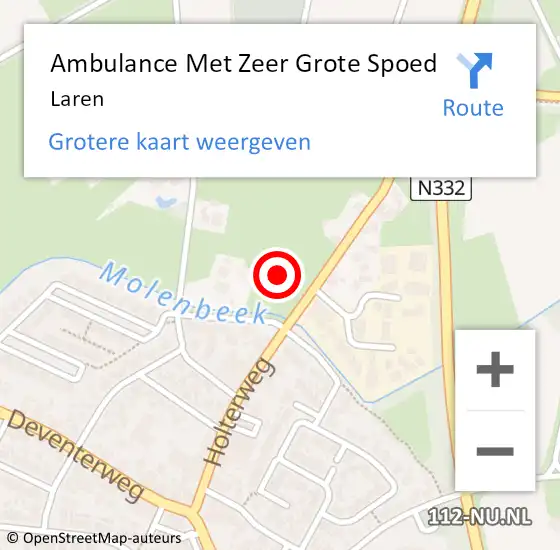 Locatie op kaart van de 112 melding: Ambulance Met Zeer Grote Spoed Naar Laren op 13 oktober 2024 16:24