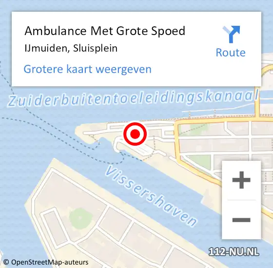 Locatie op kaart van de 112 melding: Ambulance Met Grote Spoed Naar IJmuiden, Sluisplein op 13 oktober 2024 16:55