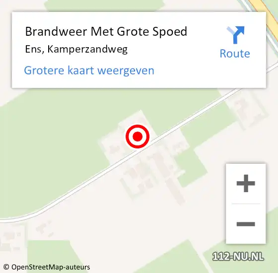 Locatie op kaart van de 112 melding: Brandweer Met Grote Spoed Naar Ens, Kamperzandweg op 13 oktober 2024 16:56