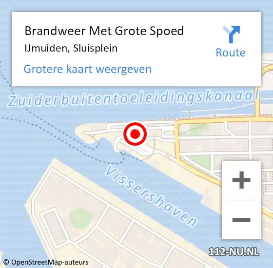 Locatie op kaart van de 112 melding: Brandweer Met Grote Spoed Naar IJmuiden, Sluisplein op 13 oktober 2024 17:01