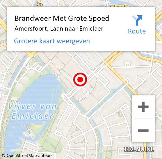 Locatie op kaart van de 112 melding: Brandweer Met Grote Spoed Naar Amersfoort, Laan naar Emiclaer op 13 oktober 2024 17:06