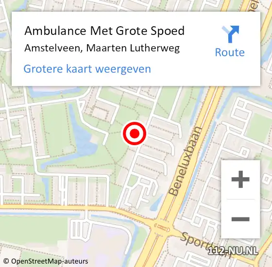 Locatie op kaart van de 112 melding: Ambulance Met Grote Spoed Naar Amstelveen, Maarten Lutherweg op 13 oktober 2024 17:33