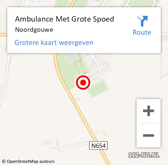 Locatie op kaart van de 112 melding: Ambulance Met Grote Spoed Naar Noordgouwe op 13 oktober 2024 17:48