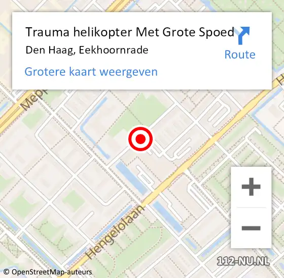 Locatie op kaart van de 112 melding: Trauma helikopter Met Grote Spoed Naar Den Haag, Eekhoornrade op 13 oktober 2024 17:57