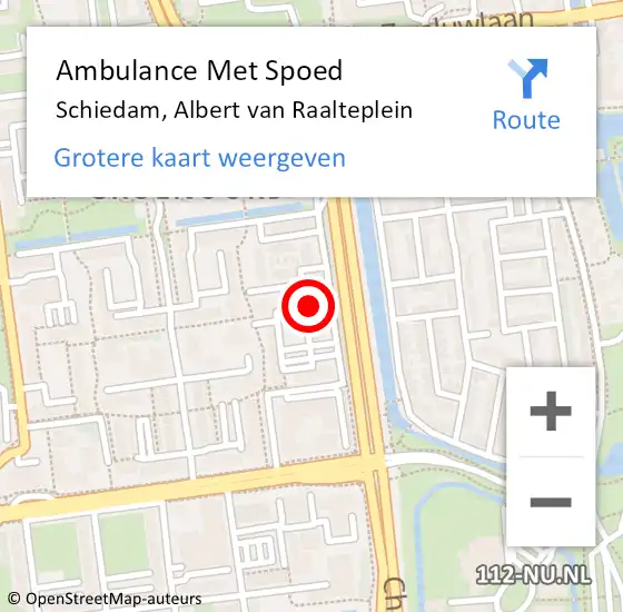 Locatie op kaart van de 112 melding: Ambulance Met Spoed Naar Schiedam, Albert van Raalteplein op 13 oktober 2024 18:05