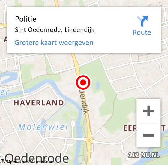 Locatie op kaart van de 112 melding: Politie Sint Oedenrode, Lindendijk op 13 oktober 2024 18:15