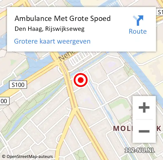 Locatie op kaart van de 112 melding: Ambulance Met Grote Spoed Naar Den Haag, Rijswijkseweg op 13 oktober 2024 18:28