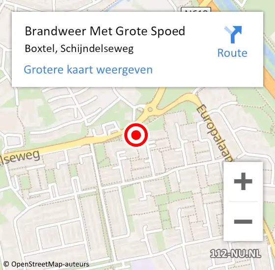 Locatie op kaart van de 112 melding: Brandweer Met Grote Spoed Naar Boxtel, Schijndelseweg op 13 oktober 2024 18:33