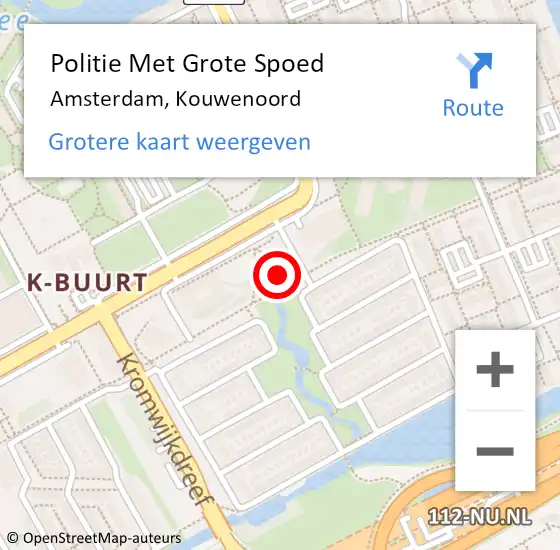 Locatie op kaart van de 112 melding: Politie Met Grote Spoed Naar Amsterdam, Kouwenoord op 13 oktober 2024 18:36