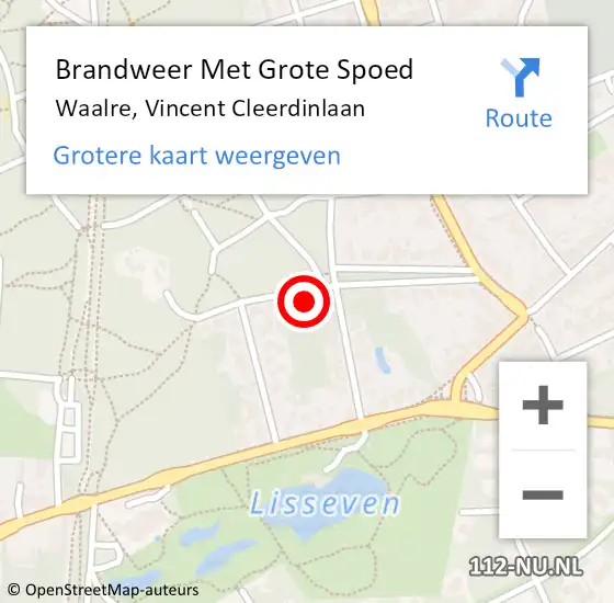 Locatie op kaart van de 112 melding: Brandweer Met Grote Spoed Naar Waalre, Vincent Cleerdinlaan op 13 oktober 2024 18:48