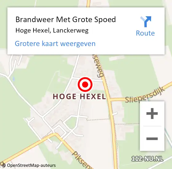 Locatie op kaart van de 112 melding: Brandweer Met Grote Spoed Naar Hoge Hexel, Lanckerweg op 13 oktober 2024 18:52