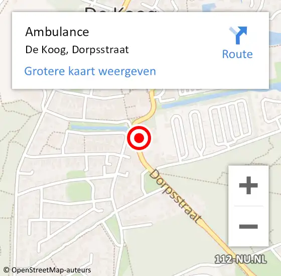 Locatie op kaart van de 112 melding: Ambulance De Koog, Dorpsstraat op 13 oktober 2024 19:22