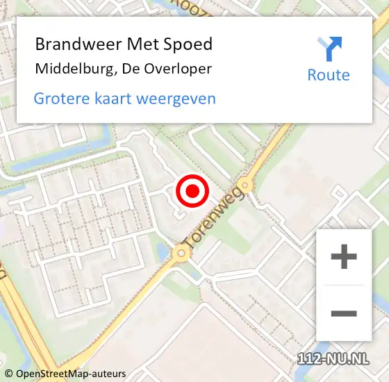 Locatie op kaart van de 112 melding: Brandweer Met Spoed Naar Middelburg, De Overloper op 13 oktober 2024 19:22