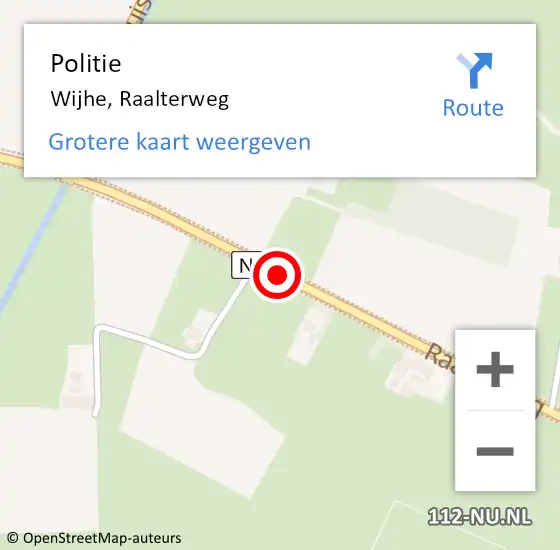 Locatie op kaart van de 112 melding: Politie Wijhe, Raalterweg op 13 oktober 2024 19:33