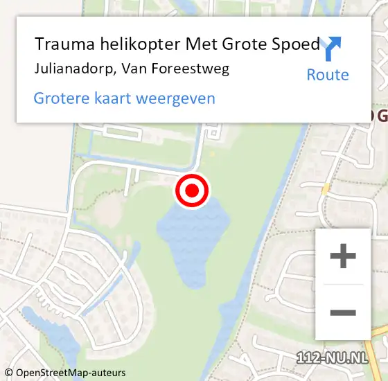 Locatie op kaart van de 112 melding: Trauma helikopter Met Grote Spoed Naar Julianadorp, Van Foreestweg op 13 oktober 2024 19:38